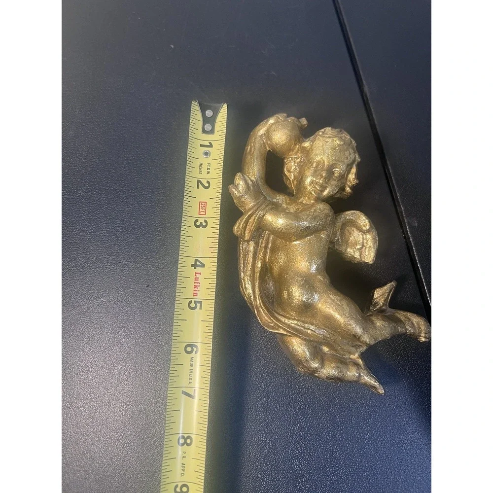 Vintage‎ Angel Cherub Wall Hanging Plaques Hollywood Regency Gold 7